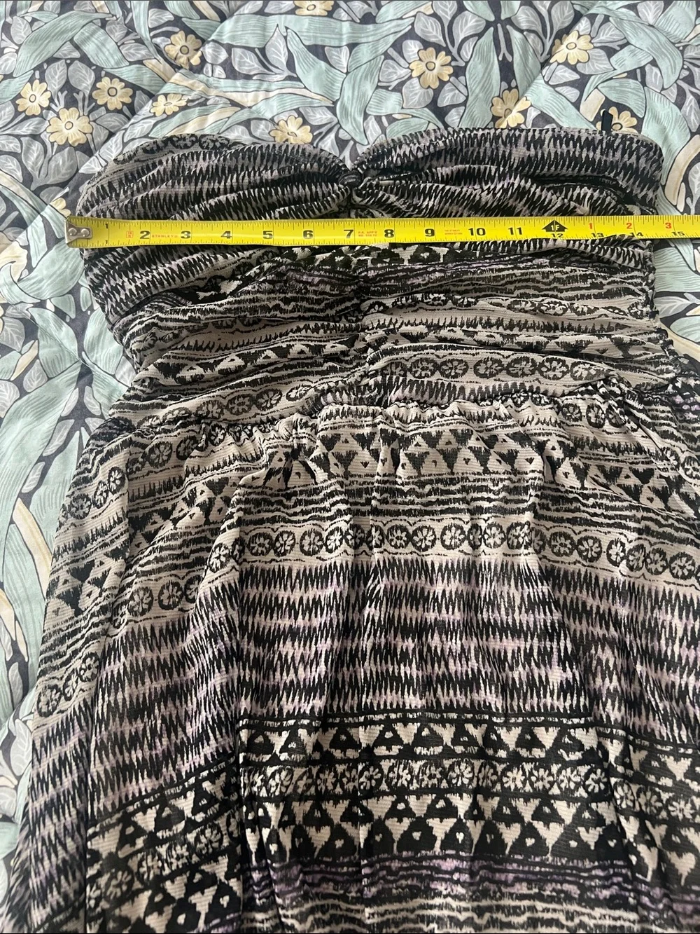 EUC Free People Strapless Black and Gray Patterned High-Low Dress SIZE Large